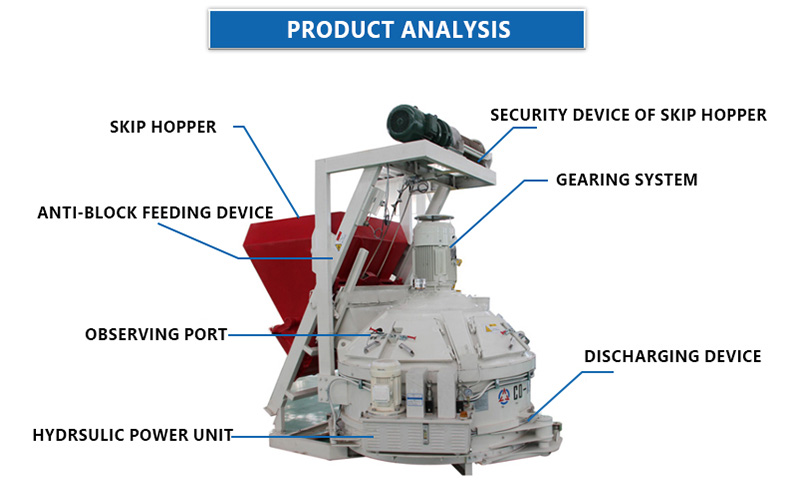 planetary concrete mixers with hopper